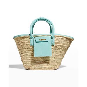 Jacquemus Le Panier Soleil Basket Bag with Suede Trim